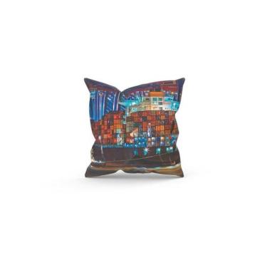 Imagem de Almofada Decorativa Cheia c/ Zíper 40x40 Navio Cargueiro - Deluzz
