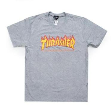 Imagem de Camiseta Thrasher Magazine Classic Flame - Cinza Mescla-Masculino