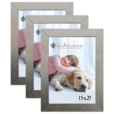 Imagem de Kit 3 Molduras Porta Retrato 15X21 Prateado - Santamaria Molduras
