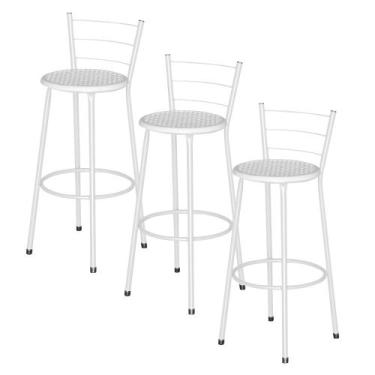 Imagem de 3 Banquetas Alta Epoxi Branca Cristal - Laumar, Branco