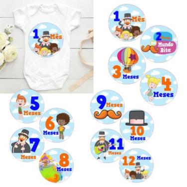Imagem de Kit Mesversário Adesivo Body Mundo Bita 12 meses redondos pratico - DB