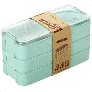 Imagem de Marmita Fitness Lunch Box 900ml 3 Divisórias Pote Mantimento Bento 3 em 1 Lorben-Unissex