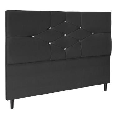 Imagem de Cabeceira T Cross Preto Estofada para Cama Box Casal King Size 195Cm Q