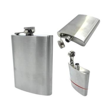 Imagem de Cantil De Bolso Em Aço Inox Premium 230Ml Bebidas E Drinks - Wincy