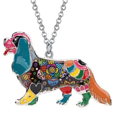 Imagem de BONSNY Colar com pingente de liga esmaltada Dog Collection BRACKEN Our Cavalier King Charles Spaniel, 33mm x 52mm, esmaltado