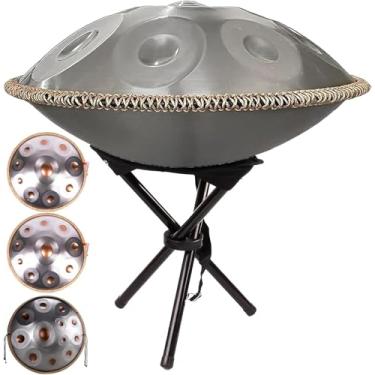 Imagem de Instrumento Handpan de aço, tambores Handpan de 22 polegadas 432 Hz/440 Hz para cura sonora, meditação e ioga, tambor de panela manual de 9/10/12 notas com marretas de suporte de tambor, bol