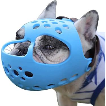 Imagem de JYHY Focinheiras Curtas para Cães, Focinheiras de Silicone Macio Ajustáveis E Respiráveis para Treinamento de Buldogue, para Morder, Mastigar E Latir, Ideais para Cães de Focinho Achatado(Médio/13-15"