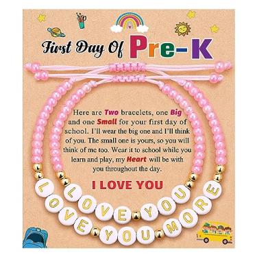 Imagem de UNGENT THEM Pulseira First Day of School Mommy and Me Back to School Pulseira para mãe e filha Pulseiras para mãe filha presentes de volta às aulas, Sem pedras preciosas