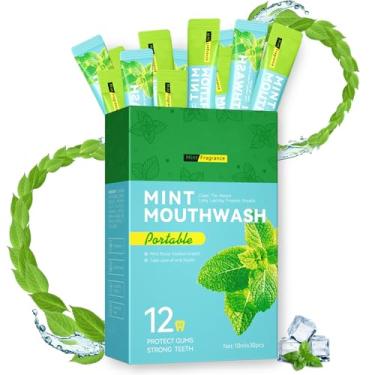 Imagem de Enxaguante bucal portátil para viagem, menta fresca, sem álcool, enxaguante bucal para adultos, 30 pacotes individuais descartáveis de tiras para enxaguante bucal (pacote com 30)