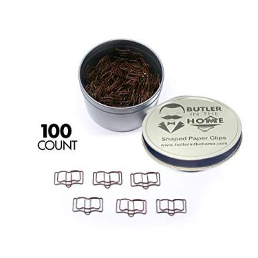 Imagem de Butler in the Home - Clipes de papel em forma de livro da Bíblia Sagrada - 100 unidades - Marrom - Redondo