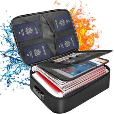 Imagem de NCONCO Caixa de documentos à prova de fogo com isolamento térmico 2,871.1 °C Bolsa organizadora de arquivos com trava à prova d'água bolsa de documentos à prova de fogo para documentos de dinheiro