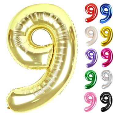 Imagem de Champagne Gold Number 9 Balloon 40 Inch, White Gold 9 Balloon Number, 9th Birthday Decorations, Light Gold Party Supplies for Boys Girls