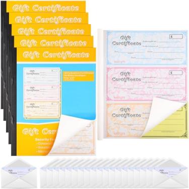 Imagem de Zhanmai Livro de vale de oferta com envelope 3 cupons por página com papel de cópia sem carbono Vale de presente multicolorido adequado para empresas, restaurantes, shoppings, escritórios (pacote com