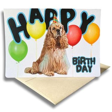 Imagem de Cartão de feliz aniversário com cães, cartão Cocker Spaniel americano (1 cartão premium, 12,7 x 17,8 cm, em branco dentro) Cocker Spaniel cartão de feliz aniversário, presente de Spaniel - 380