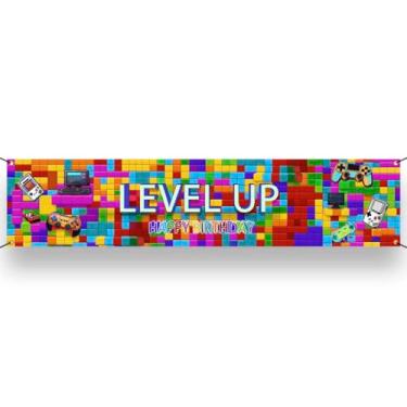 Imagem de Jogo de Banner de Feliz Aniversário para Quintal de Vídeo Game em Festa de Aniversário Placa de Fundo de Jogos Tema de Jogos Adereços de Foto para Artigos de Festa de Aniversário