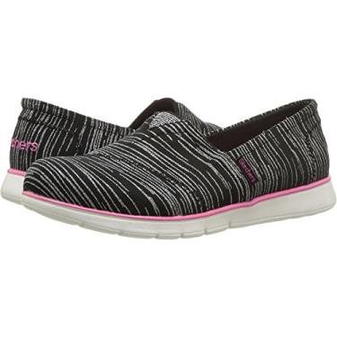 Imagem de Skechers Girls' Pureflex Shimmer Stripes Alpargata,Black/Hot Pink,12.5