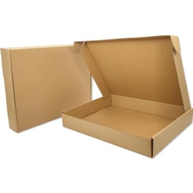 Imagem de Lmuze caixas de remessa marrons para pequenas empresas pacote de caixas de papelão ondulado de 25-13x10x2 polegadas para remessa de embalagens presentes artesanais dando produtos