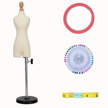 Imagem de Parfumfloral Manequim de Vestido Feminino(Não Tamanho Adulto Completo) Manequim de Vestido de Calça Em Miniatura para Costura Diretamente No Corpo Por Dentro, Manequim de Costureir (45295, Bege)