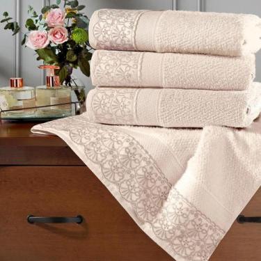 Imagem de Jogo de Banho Toalhas Melody Renda Cris Buettner 5 Peças, MARFIM