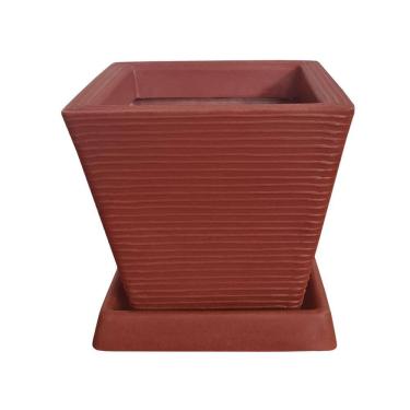 Imagem de Vaso De Planta Decorativo Polietileno 30X30 + Prato Cerâmica