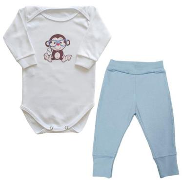 Imagem de Conjunto Body Bebê Manga Longa Macaco de Óculos + Calça - Mellane Baby