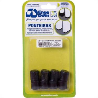Imagem de Ponteira Cadeira Engedom ''Pe'' Externo Preta   5/8'' 8 Pecas Redondo 