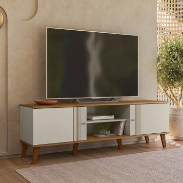 Imagem de Rack Denver 160cm para Tv até 65 Polegadas 2 Portas Off White/ Marrom