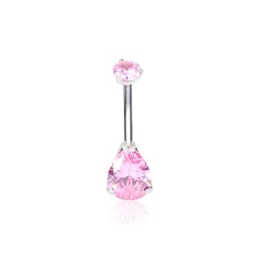 Imagem de ZYTAIJEW ASTM F136 6 mm/8 mm/10 mm/12 mm Barras de umbigo G23 Titânio 14G Redondo/Gota CZ Anéis de umbigo Rosa/Branco Zircônia Cúbica Anel de umbigo, Titânio, Sem Pedra Preciosa