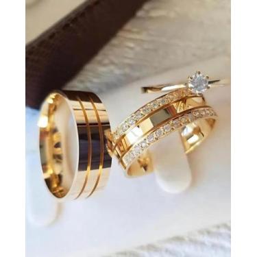 Imagem de Par de Alianças de Ouro 18k legítimo 8mm 14g com Frisos Casamento - Sh