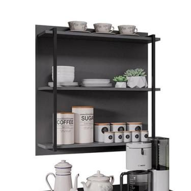 Imagem de Prateleira Industrial Tripla Cozinha Suspenso De Parede Emi 70,5cm Gra