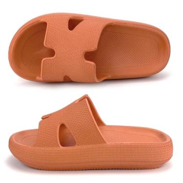 Imagem de Sandálias femininas Cloud Slides para recuperação de almofada com suporte de arco, chinelos femininos de espuma viscoelástica, antiderrapante, confortável, secagem rápida, Laranja, 35