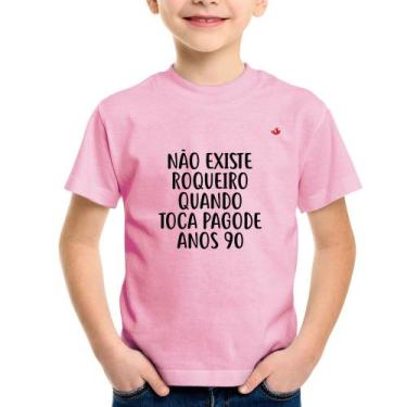 Imagem de Camiseta Infantil Não existe roqueiro quando toca pagode anos 90 - Foc