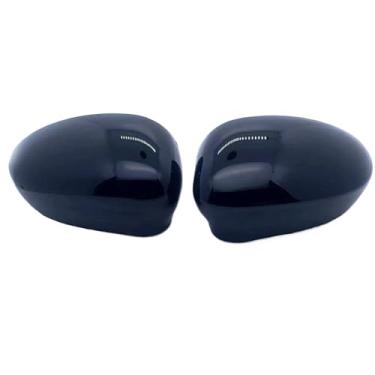 Imagem de Par de capas de espelho retrovisor lateral de carro, capa de revestimento, acabamento de substituição compatível com Fiat 500 500c 2007-2023(Glossy Black)