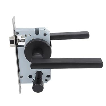 Imagem de Maçaneta da Porta, Alça da Porta da Porta da Porta de Alumínio, Alavanca de Maçaneta da Porta Preta Com Rumo de Choque de Revestimento Antioxidante