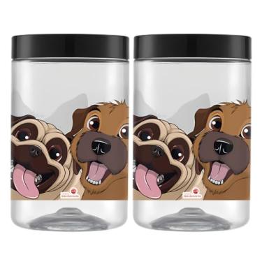 Imagem de 2 Pote Porta Ração Comedouro Cachorro Gato 1,5lt Tampa Rosca (Dog)