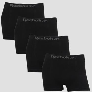 Imagem de Kit 4 Cuecas Boxer Masculina Reebok Original Lisa Premium, 4 preto, P