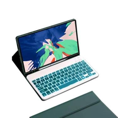 Imagem de Adequado para iPad Pro caixa protetora de tablet de 11 polegadas com teclado (2018/2020/2021/2022), teclado ultra fino (Luz de fundo verde escuro, Versão retroiluminada)