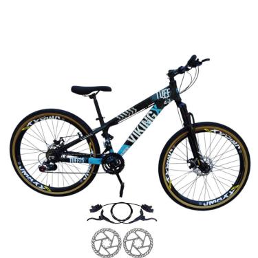 Imagem de Bicicleta 26 VikingX T25 21v Freios Hidraulicos Freeride Pneu Aro 26 Balão Faixa Amarela-Unissex