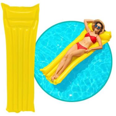 Imagem de Boia Colchão De Piscina Grande Inflável Bronzeador Amarelo - Wellmix