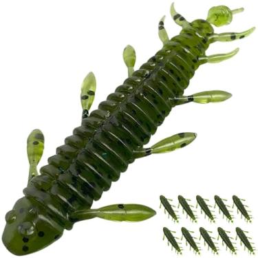 Imagem de Pristis 10 iscas macias para insetos de carruagem, iscas malucas para pesca de robalo, isca de plástico durável para água salgada e água doce, isca de natação para insetos finesse, kit de equipamento