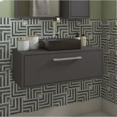 Imagem de Gabinete Suspenso para Banheiro Com Cuba Preta 80cm 1 Porta Basculante Alice