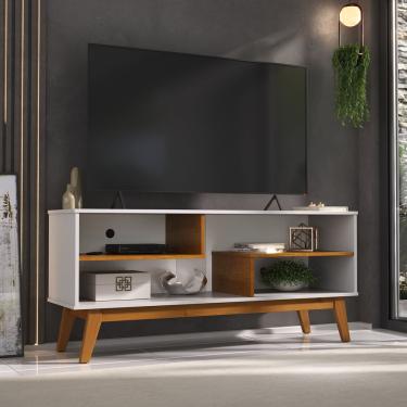 Imagem de Rack 1.4 Nature para Tv de Até 55 Polegadas Branco com Cinamomo - Rede Móveis