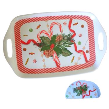 Imagem de Kit Natal 2 Pçs Bandeja + Porta Guardanapos Melamina -Magizi