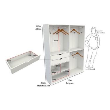 Imagem de Armário Arara Gaveta Amanda Closet Lojas Gaveta Roupas Mdp