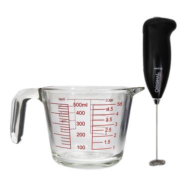 Imagem de Conjunto De Jarra Medidora 500ml Vidro Com Mixer Para Bebidas á Pilha