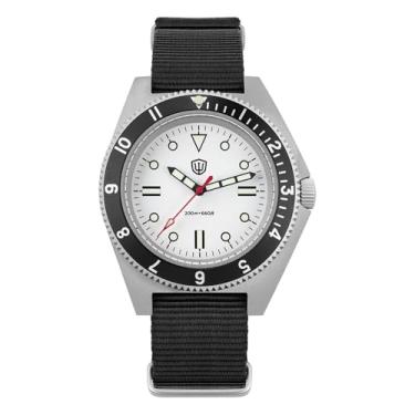 Imagem de watchdives Relógio de quartzo VH31, WD1972 Relógio de pulso de luxo com cristal de safira, à prova d'água, 200 m, à prova d'água, Branco e preto, Relógios de mergulho militares