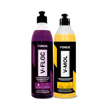 Imagem de Kit Lavagem Automotiva Shampoo V-Floc 500ml + Desincrustante V-Mol 500ml Vonixx