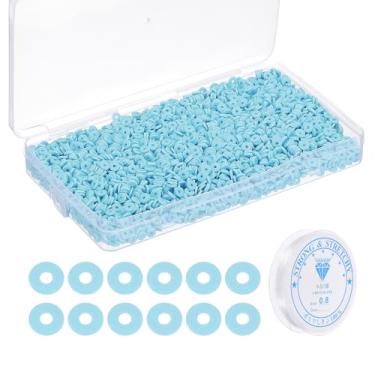 Imagem de PATIKIL 4000 unidades de kit de fabricação de pulseiras de contas de argila, 6 mm, contas espaçadoras de argila de polímero redondas preppy heishi disco com cordão elástico para fazer joias de amizade