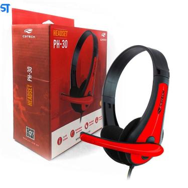Imagem de Headset Gamer C3Tech Com Microfone P2 Preto e Vermelho PH-30BK