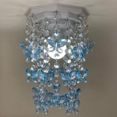 Imagem de Lustre Com Pingente Infantil Menino Decorar Borboletas Azul - Lustres 